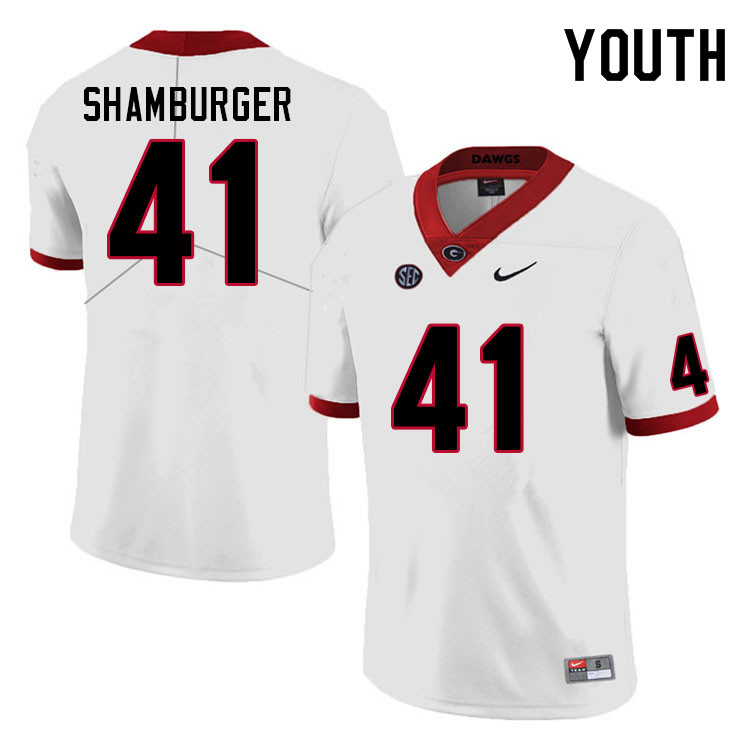 Georgia Bulldogs Youth Denton Shamburger #41 White 2022 Stitched College UGA Football Jersey 23KC018UW